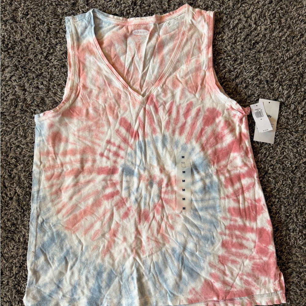 Old Navy Pink and Blue Tie-Dye Tank Top